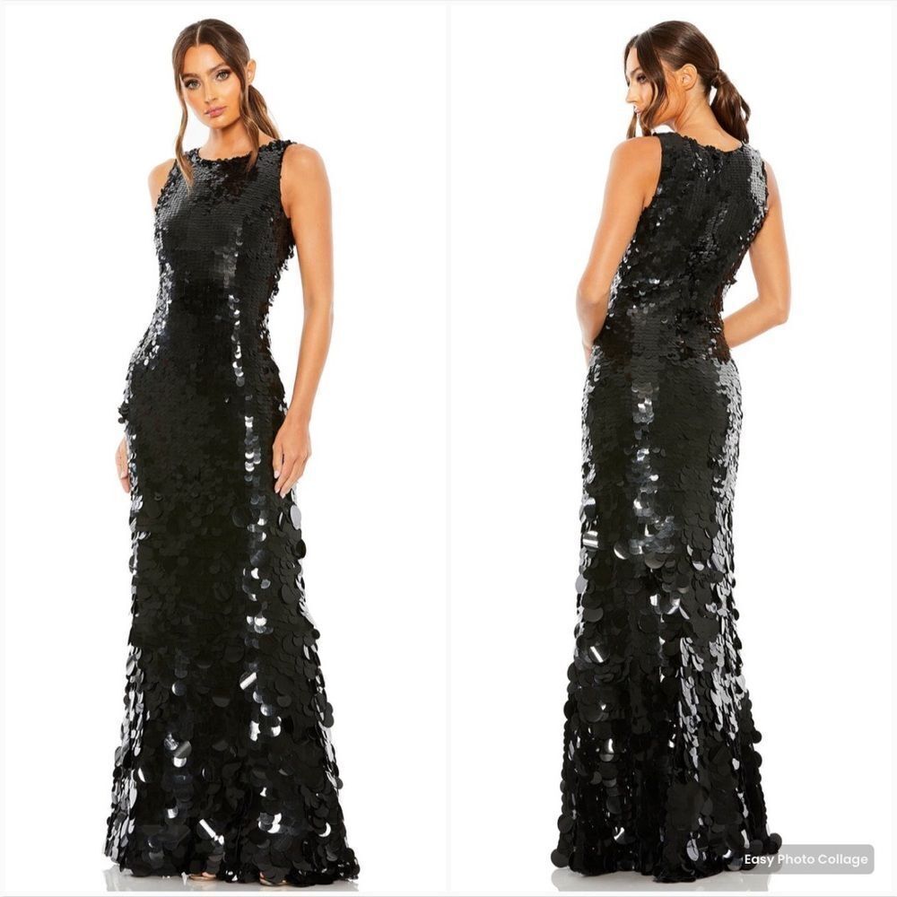 Mac Duggal 5959 Sleeveless Disc Sequin Gown Dress